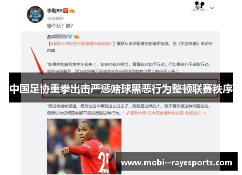 中国足协重拳出击严惩赌球黑恶行为整顿联赛秩序